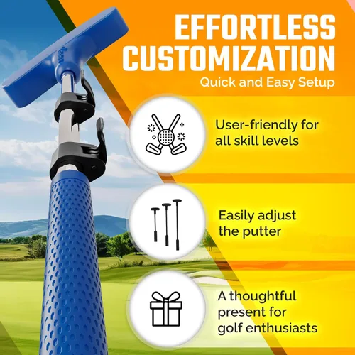 Vista 8 de Go For It Golf Putter para niños, eje extensible para golfistas jóvenes, tamaño ajustable para mano derecha e izquierda, club de entrenamiento