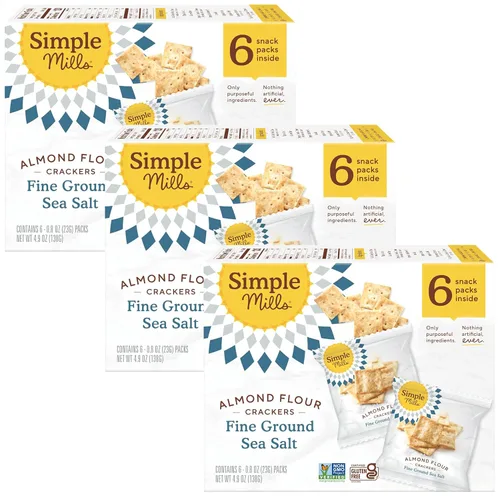 Vista 53 de Simple Mills - Galletas saladas de harina de almendras con pimienta negra en trozos, sin gluten, con semillas de lino, semillas de girasol y sin