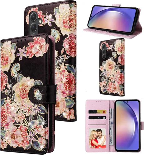 Vista 24 de UEEBAI Funda tipo billetera para Samsung Galaxy A16 4G/5G, cubierta de cuero PU con soporte, bloqueo RFID, funda flip con ranuras para tarjetas