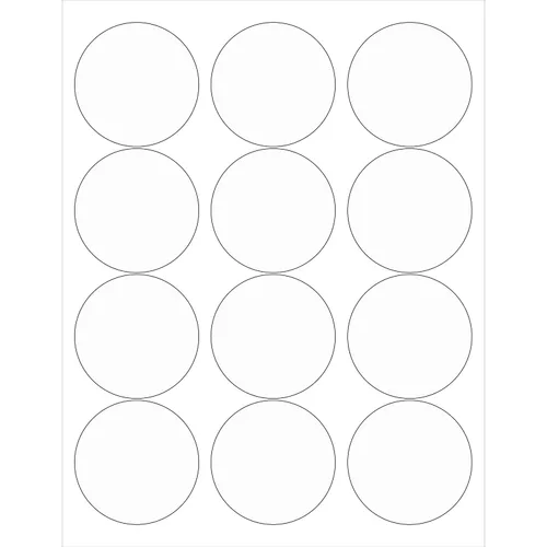 Tape Logic Aviditi Tape Logic - Etiquetas circulares transparentes de 2 1/2 pulgadas, para impresoras láser, adhesivo permanente, hoja de 8 1/2 x 11