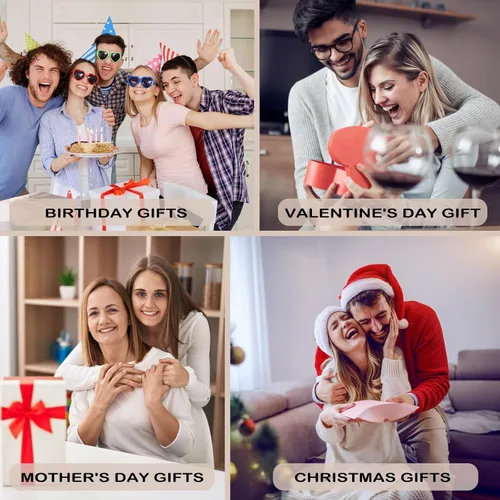 Vista 7 de Yamonic Regalos para el día de San Valentín para ella, placa acrílica hecha a mano con rosa real eterna, luz nocturna con rosa preservada, regalos A