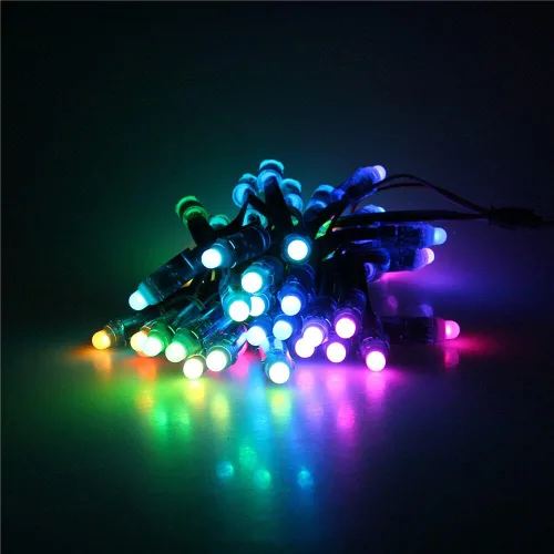 Vista 4 de 500pcs WS2811 0.472 in Difusión Digital Dream Color RGB LED Pixel String Light Individualmente direccionable LED Pixeles Módulo Negro Cable IP68