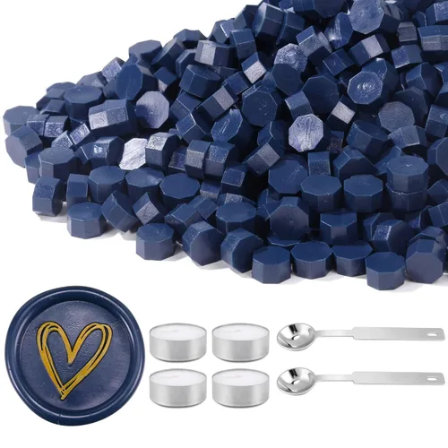 Vista 22 de Yoption Juego de 360 cuentas metálicas de cera de sellado de oro antiguo para sello de cera con velas y cuchara de fusión