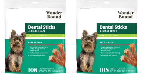 Vista 10 de Marca Amazon – Wonder Bound - Palitos dentales con sabor a carne de res para perros grandes (más de 30 libras), forma de 6 crestas para control
