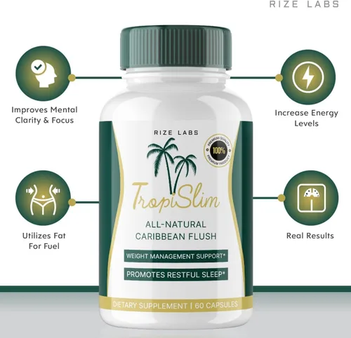 Vista 6 de rize labs Paquete de 5 suplementos de pérdida de peso tropislim, cápsulas tropislim para el bienestar corporal total y un estilo de vida saludable