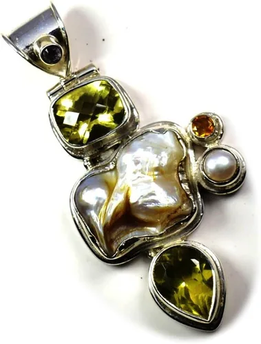 Vista 18 de 55Carat Natural Multi Stones Sterling Silver Multi Shape Gemstone Pendants For Women Designer Jewelry Natural-Multi-Stone-Design-10