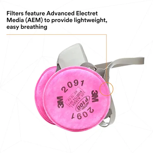 Vista 5 de Mascarilla respiratoria de protección P100 de medio rostro marca 3M. Respirador reutilizable (AAD)