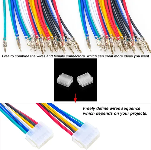 Vista 5 de Molex 5557 - Kit de conectores de extensión macho y hembra de 0.165 in con cables preprensados prémium de 20 AWG, Molex Mini-Fit Jr de doble fila