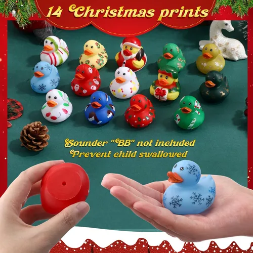 Vista 3 de Jerify Patos de goma de Navidad a granel de 2 pulgadas, mini patos de goma de Navidad, recuerdos de fiesta de Navidad para suministros de fiesta