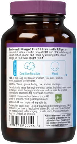 Vista 8 de Bluebonnet Nutrition Omega-3 Brain Formula Natural Caught Triglicérido Forma DHA 860 mg EPA 120 mg - Suplemento de apoyo cognitivo altamente