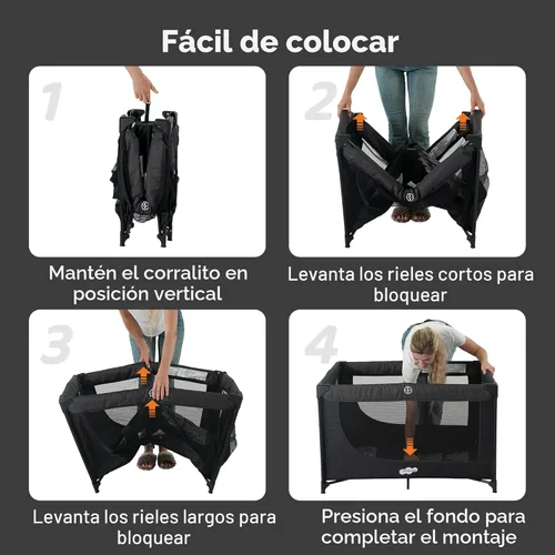 Vista 2 de Pamo Babe Compacto Pack and Play - Cuna portátil para bebé, corral de viaje plegable ligera con almohadilla de colchón y bolsa de transporte, cama