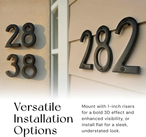 Vista 3 de NACH Números de casa flotantes, números de casa negros de aluminio de 4 pulgadas para exteriores - Número 0, números de puerta con accesorios