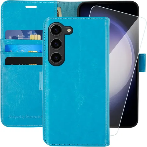 Vista 16 de MONASAY Funda tipo cartera compatible con Galaxy S23 5G, bloqueo RFID, funda de piel con tapa para teléfono celular con soporte para tarjeta de Negro