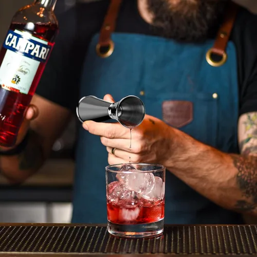 Vista 4 de Medidor para barman, Briout Jigger doble de cóctel japonés de primera calidad, acero inoxidable grado alimenticio 304, 2 OZ 1 OZ con mediciones