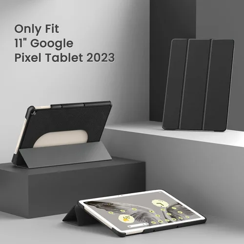 Vista 2 de MoKo Funda para tableta Google Pixel 2023, diseño plegable + funda de cuero ultra fina y delgada de TPU para tableta Pixel, 11 pulgadas, color negro