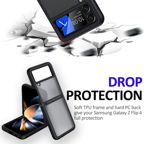Vista 7 de Miimall Compatible con Samsung Galaxy Z Flip 4, panel de PC translúcido mate antihuellas con borde de TPU suave, funda protectora completa ultrafina