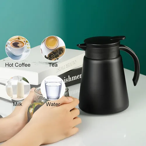 Vista 6 de PARACITY Jarra térmica, jarra de acero inoxidable de 27 onzas para bebidas calientes, jarra de café aislada al vacío de doble pared, jarras de té