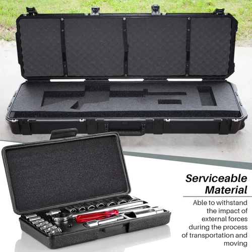 Vista 6 de Ramede Hoja de Espuma de Polietileno Personalizable 54 x 16 x 2 Pulgadas Almohadilla de Inserción de Espuma Negra para Estuche de Empaque de Armas