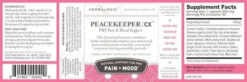 Vista 2 de Herbalogic - Cápsulas de hierbas Peacekeeper CX - Reduce los cambios de humor relacionados con el síndrome premenstrual - Reduce los calambres