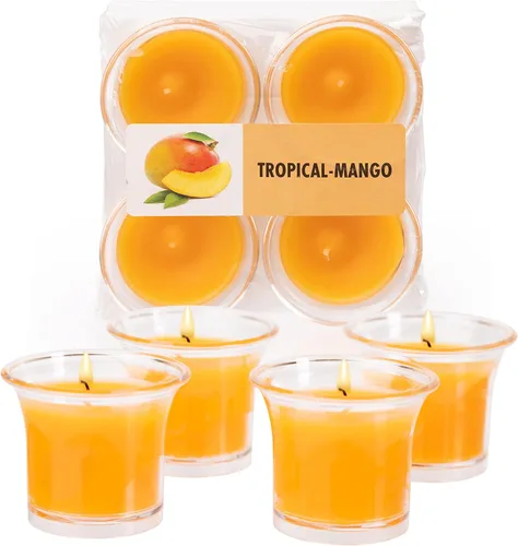 Vista 12 de HYOOLA Clear Cup Velas votivas perfumadas – Citronela – 12 horas de tiempo de combustión – Paquete de 4 – Fabricado en Europa