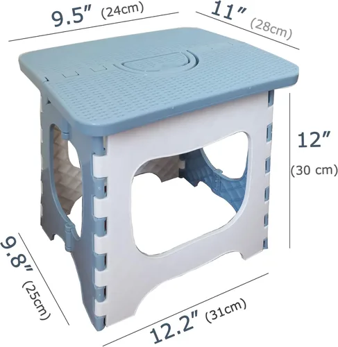Vista 2 de Taburete plegable compacto de plástico plegable con capacidad para hasta 200 libras, 12 pulgadas, 11.8 in, antideslizante (azul) 1 unidad