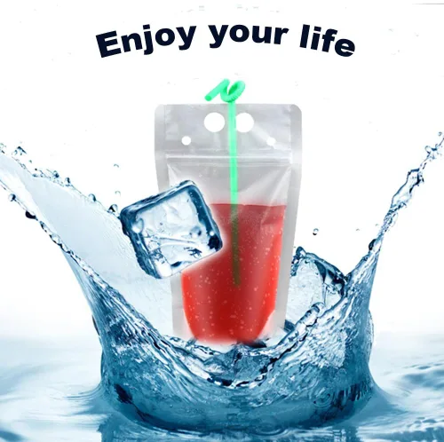 Vista 5 de Paquete de 100 bolsas de bebidas transparentes de 9.1 x 5.2 pulgadas/17 onzas de 8 mil, bolsas de plástico transparentes con cierre de cremallera