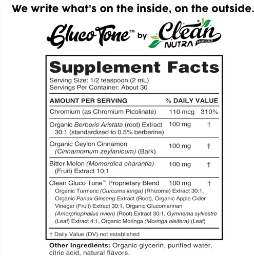 Vista 5 de Clean Nutra Berberine con suplemento de canela de Ceilán gotas líquidas + extracto de melón amargo, glucomanano, gimnasia, cromo, cúrcuma, panax