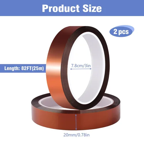 Vista 2 de 2 rollos de 20mm×25m (82 pies) Cinta de transferencia de calor Cinta resistente al calor Cinta de sublimación, Cinta de calor para sublimación