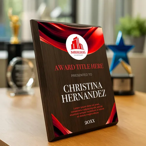 Vista 5 de Placa de madera personalizada vertical de 8 x 10 pulgadas para premios y trofeos, placa de premio personalizada para empleados del mes, regalos