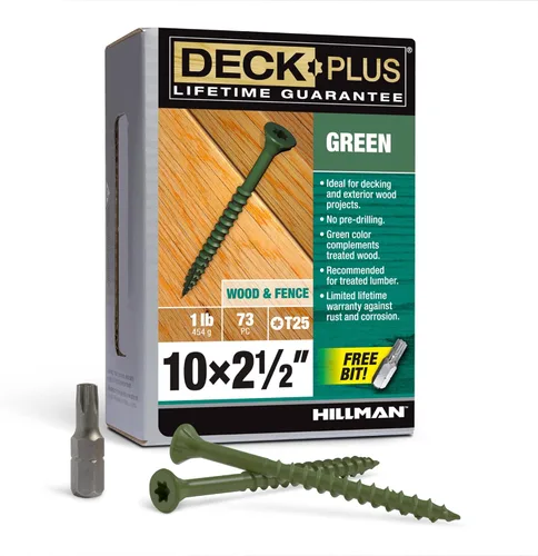 Vista 61 de Deck Plus Tornillos para valla y madera exterior con revestimiento epoxi de 2-1/2 pulgadas #10 x 2-1/2 pulgadas, rosca gruesa incluida, tornillo