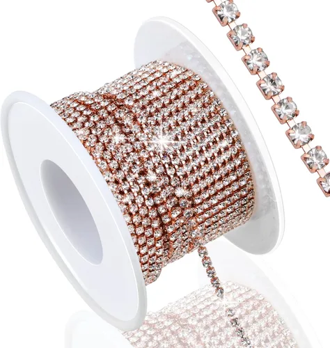 Vista 9 de Dowarm Cadena de cierre de diamantes de imitación de cristal de 10 yardas de 0.079 pulgadas para coser Crocs zapatos, ropa, vasos, cadena de Azul