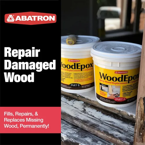 Vista 2 de Abatron WoodEpox Kit - 12 oz - Relleno adhesivo epoxi estructural de 2 partes - Masilla de relleno de madera