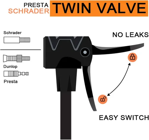 Vista 3 de TOOLITIN Floor Bike Pump with Gauge,160 PSI High Pressure,Bicycle Pump Compatible with Presta and Schrader Valve