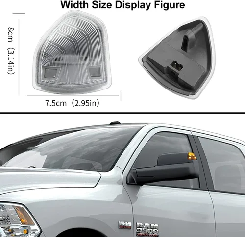 Vista 5 de Espejo lateral LED intermitente, luz de retrovisor izquierdo y derecho, lente de cubierta transparente para 68302828AA 68302829AA compatible