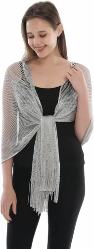 Vista 2 de Yeieeo Sparkling Metallic Shawls and Wraps for Evening Party Dresses with Fringe Scarf
