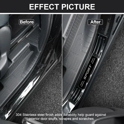 Vista 5 de para Toyota Highlander 2025 2024 2023 2022 2021 2020 Protector de umbral de puerta, Premium 304 Acero inoxidable Protector de entrada de puerta