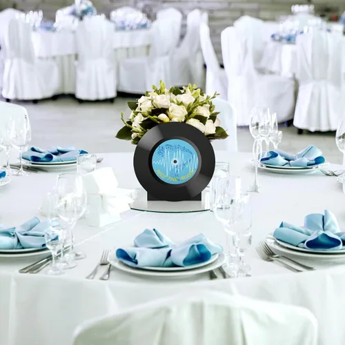 Vista 6 de Spiareal 18 juegos de cajas de flores de discos de vinilo de los años 50 para mesa, centros de mesa de música retro, centros de mesa de rock and