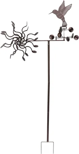 Haofy Molinillo de viento para exteriores, estacas de metal para patio, molino de viento de metal, colibrí, escultura de viento para césped al aire
