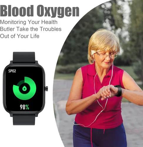 Vista 4 de Reloj inteligente para hombres y mujeres, compatible con iPhone, Samsung, teléfono Android, pantalla táctil completa de 1.83 pulgadas, IP68