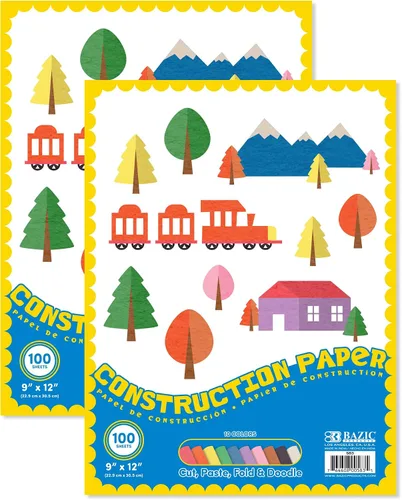 BAZIC Products 96 unidades de papel de construcción de 9 x 12 pulgadas, para manualidades, escuela, arte, paquete de 2 9 x 12 pulgadas (96 hojas)