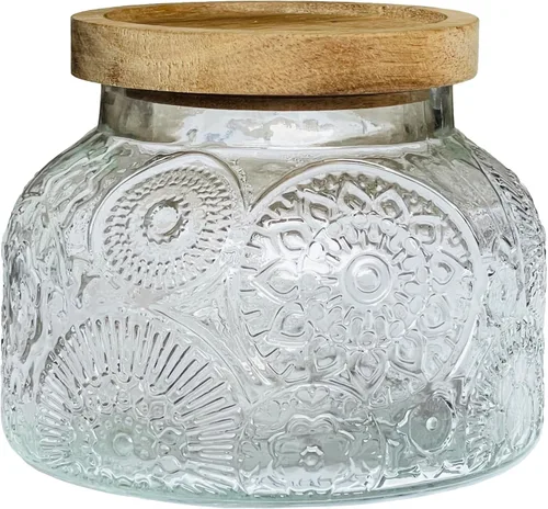 Vista 29 de Recipiente de almacenamiento de alimentos decorativo de vidrio ámbar con tapa hermética de madera 720 ml 2 piezas, recipientes de almacenamiento