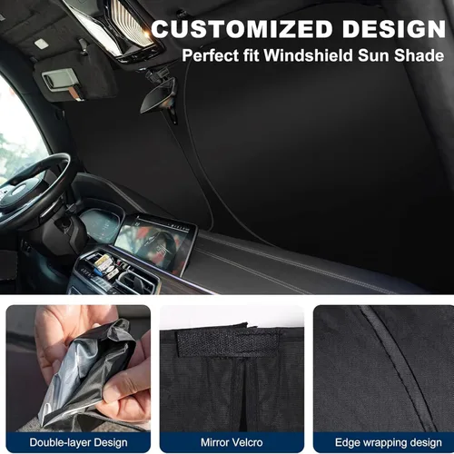 Vista 4 de Car Front Windshield Sunshade for HR-V 2015-2018 2019 2020 2021 2022 2023 2024 2025, Foldable Windscreen Sun Shade Anti-UV Sun Heat Protection Black