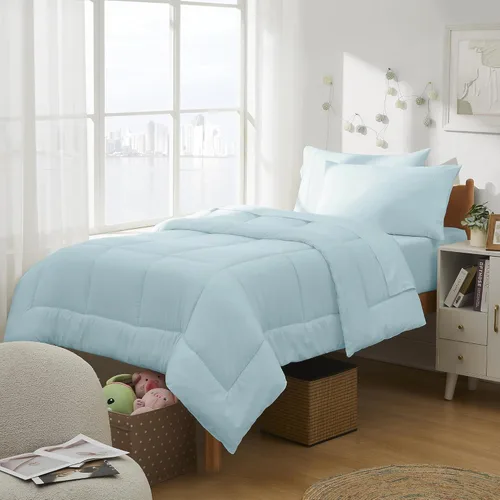 Vista 7 de Dorm Room Essentials Ropa de Cama Universitaria Juego de Edredón de 5 Piezas Tamaño Twin Cama en una Bolsa para Estudiantes Universitarios Chicos