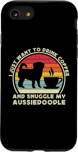 Vista 13 de iPhone 15 Coffee And Aussiedoodle For Men Women Aussiedoodle Dog Funny Case