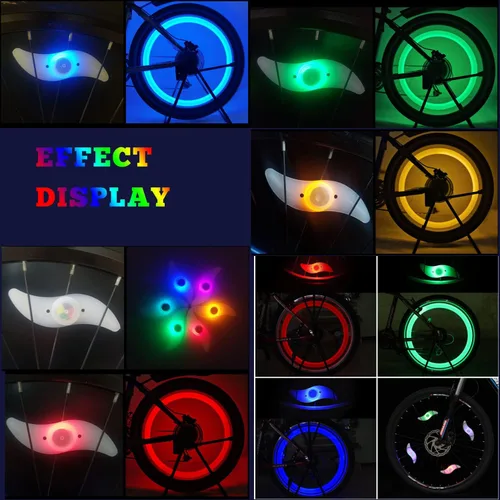 Vista 7 de 5 luces LED coloridas para rueda de bicicleta, impermeable, fácil de instalar, luces LED con 3 modos, para decoración de radios de bicicleta