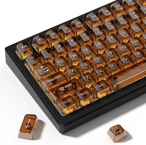 Vista 15 de dagaladoo Teclas transparentes negras para teclado mecánico, teclas MDA transparentes 60 75 100 por ciento, juego de teclas de gelatina cerámica