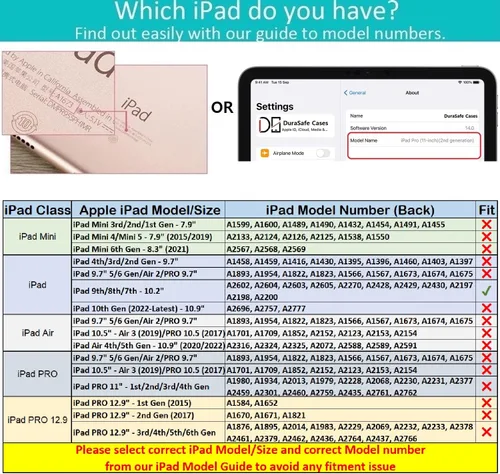Vista 2 de DuraSafe Cases Funda resistente para iPad de 10.2 pulgadas 9 8 7 2021 2020 2019 [iPad de 9ª / 8ª / 7ª generación] A2197 A2270 A2602 MW762LL/A