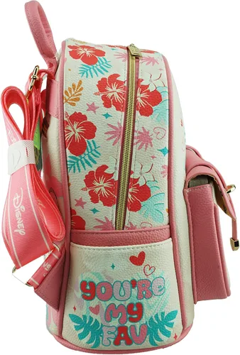 Vista 4 de Wondapop Disney Angel and Stitch - Mini mochila de piel vegana de 11 pulgadas, Rosado, Ángel