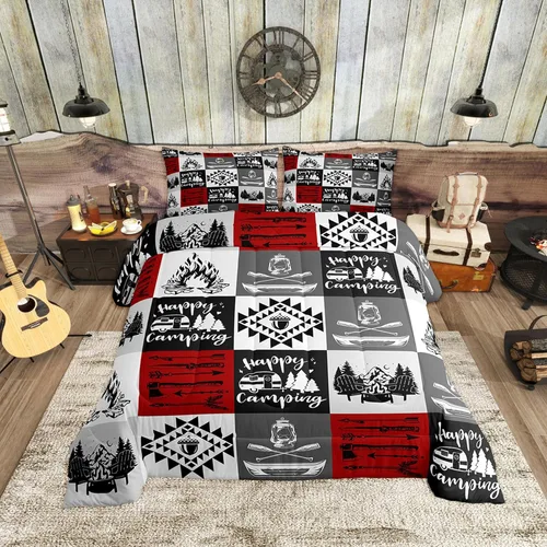 Vista 40 de Castle Fairy Juego de ropa de cama de estilo rústico de granja para niños y niñas, con temática de caravanas de dibujos animados, juego de edredón
