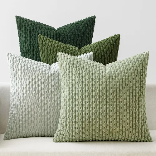 Vista 14 de MIULEE - Juego de 4 fundas de cojín decorativas suaves para sofá, fundas de cojín con rayas estilo bohemio, fundas de cojín de pana, decoración